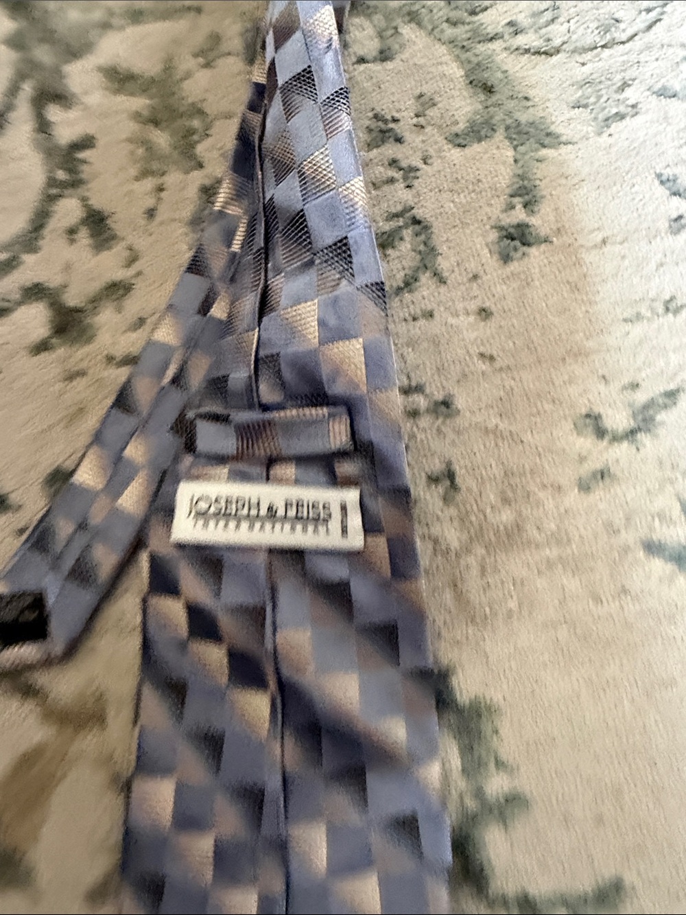 Joseph Abboud Blue and Silver Check Silk Tie